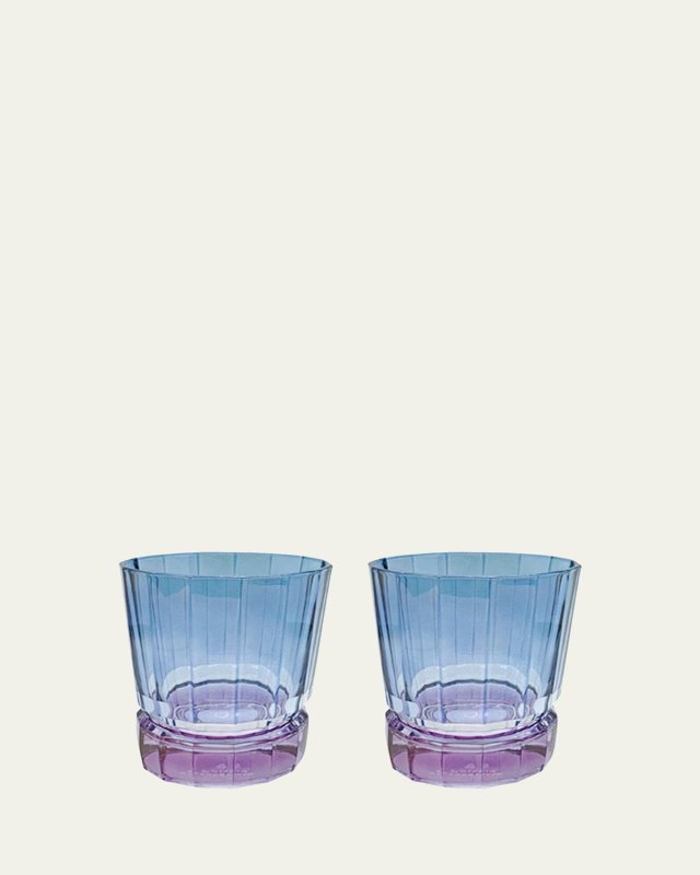 Blue Shaded Short Glass Tumblers, Set of 2